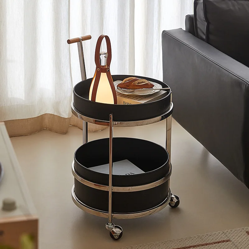 A few trolleys by the sofa, living room mobile home hand push wine and dining cart