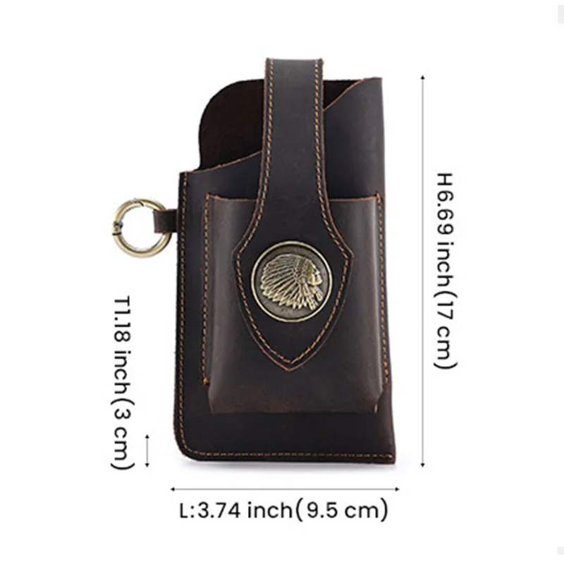 Fanny Waist Bag Men Genuine Leather Belt Bag Simple Leg Hip Packs for Men Cell Phone Cigarette Lighter Box Case Outdoor Pouch