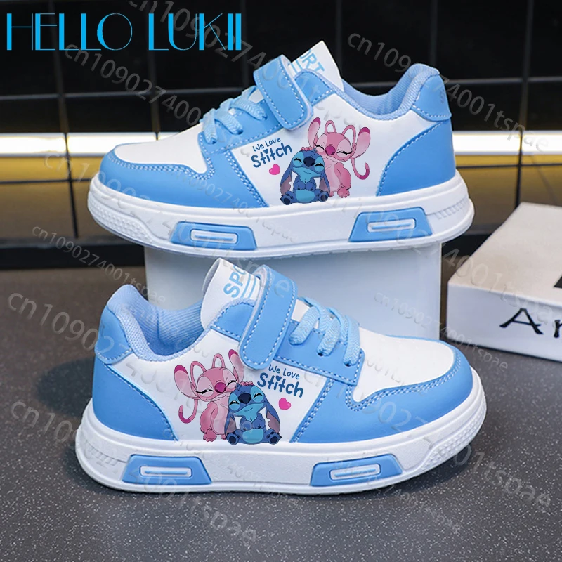 

Stitch Baby Children Blue White Sneakers Interesting Design Simple Genuine Leather 2026 Trend Series Shoes for Baby Boys Girls