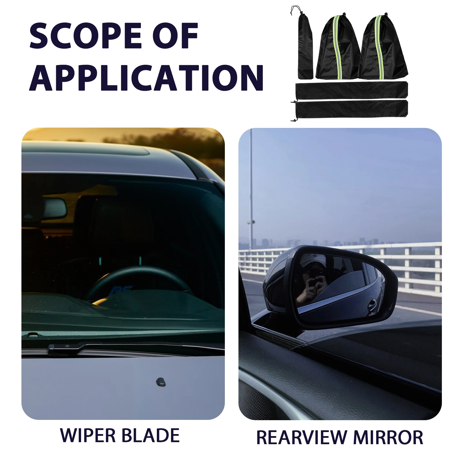 

1 set Car Protective Set Side Mirror Dust Rain Snow Cover Durable Silver Coated Cloth Exterior Mirror for Rear View