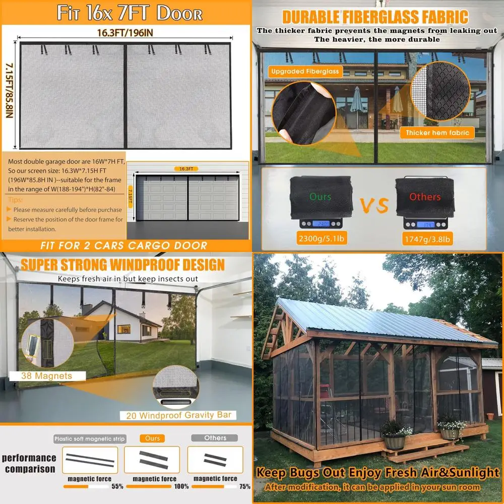 

Дверь гаража из стекловолокна для 2 автомобилей, 16x7 футов, 2300 г, сверхмощный магнит, без помощи рук, с 6 подвижными ремнями для помещений на открытом воздухе