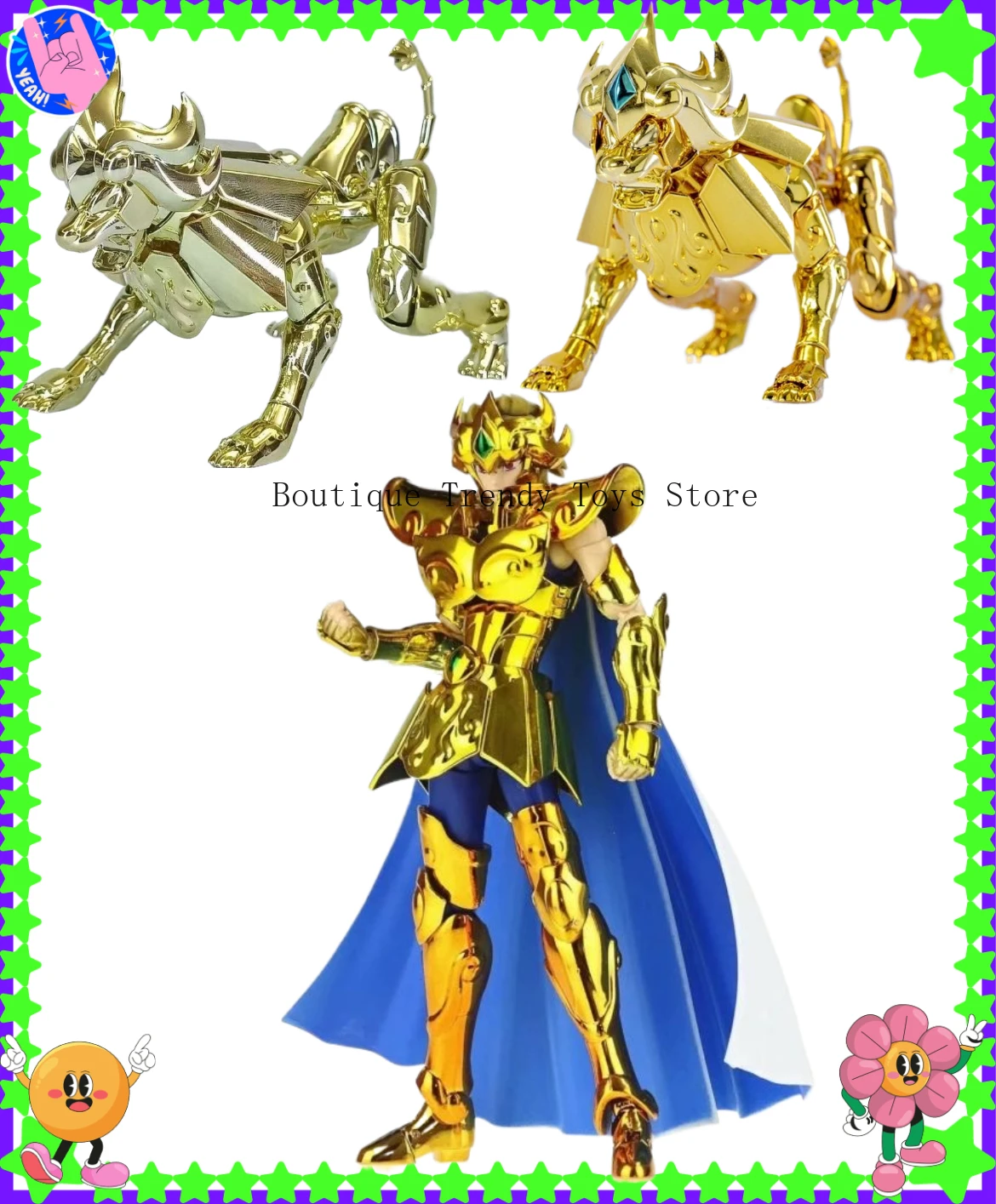 【在庫あり】CSモデル 聖闘士星矢 ミスティッククロス EX レオ/ライオン アイオリア 24K フェニックス一輝頭部付き ゴールド ゾディアックナイト アクションフィギュア