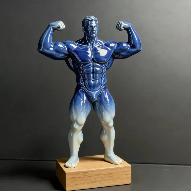 Classic style fitness statue sculpture for high-end modern desktop display item, figure model, fine art gift
