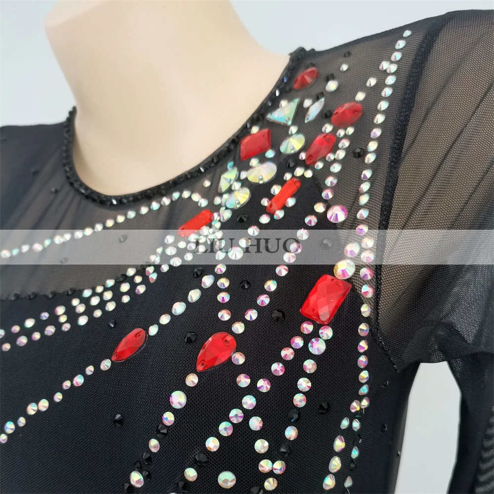 LIUHUO Frauen Mädchen Kostüm Leistung Rhythmische Gymnastik Ballett Wettbewerb Trikot Eis Eiskunstlauf Kleid Tanz Teen Roller