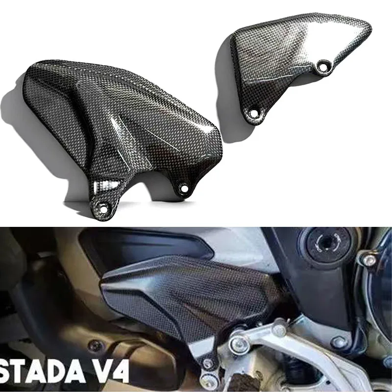 

For DUCATI Multistrada V4 V4S Sport Pikes Peak / Rally 2021 2022 2023 Carbon Fiber Heel Plates Foot Guards Protector Motorcycle