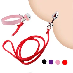 Dog Leash Novice BDSM Sex Toys for Man Set Novice Level Metal Anal Plug Leather Rope Female Tools Alternative Control Direction