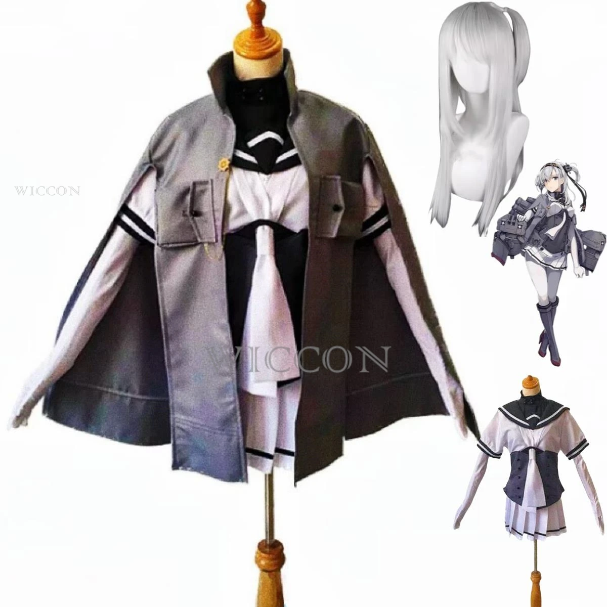 

Anime Game Kantai Collection Kancolle Suzutsuki Cosplay Costume Wig Fighting Uniform Cloak Skirt Woman Sexy Kawaii Carnival Suit