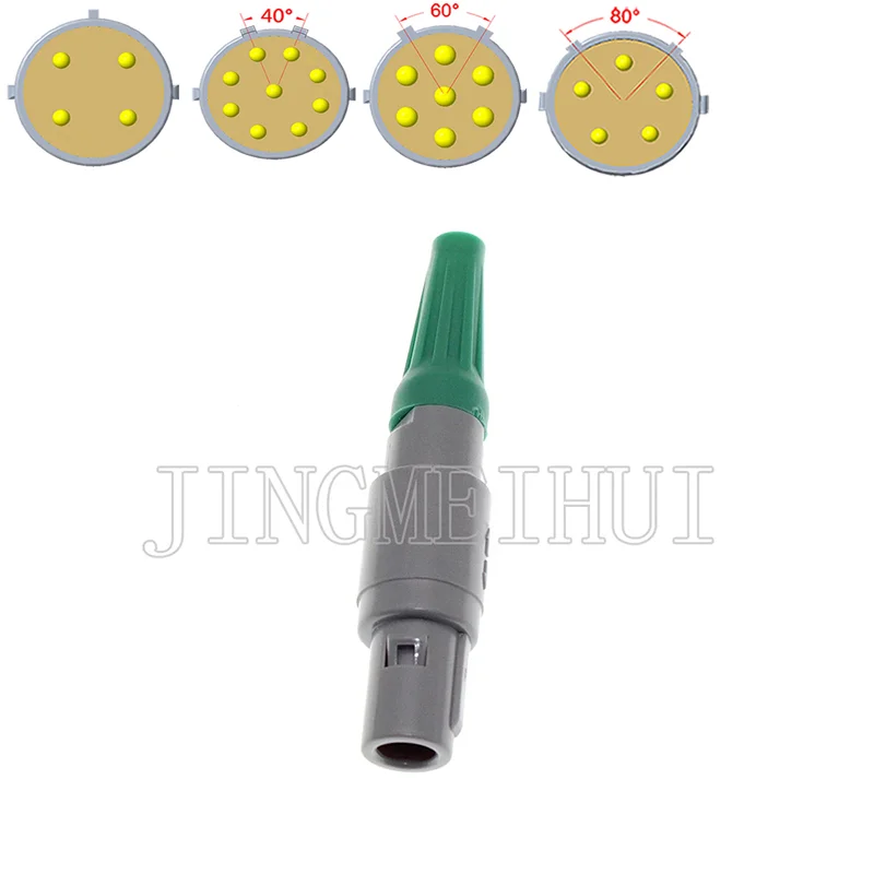 PAG PAA PAB PAC 1P 2 3 4 5 6 7 8 9 10 14Pin Medical Plastic Round Push-pull Self-locking Connector  0 40 60 80 Degree Male Plug