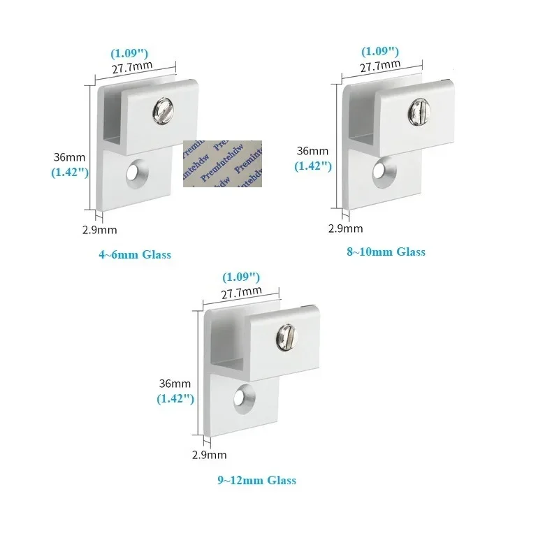 4Pcs Aluminum Alloy Glass Acrylic Mirror Wall Mount Clip Holder Clamp H Shaped Black Silver