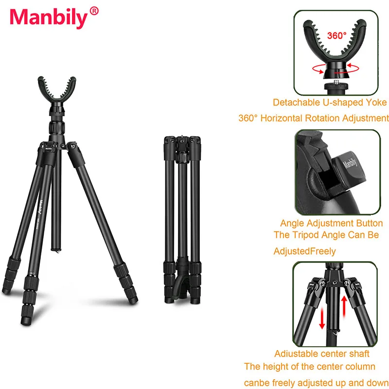 

Manbily MA-254G 4-sections Portable Aluminum Alloy Travel Tripod Professional Universal Camera Tripod Max.Load 8kg/17.6 lbs