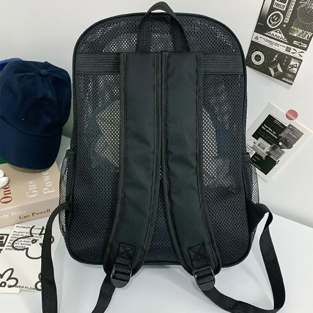 Draagbare mesh-rugzak Multi-compartiment Grote capaciteit Studenten Schooltassen Schouderriem Ritssluiting College-rugzak
