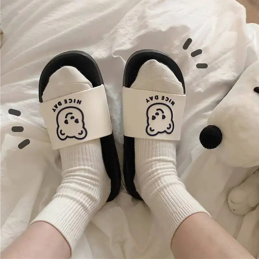 Women's Home Slippers Cartoon Slide Sandals  Summer Anti-Slip  Student Fashion, Cute One-Strap Indoor & Outdoor Slippers