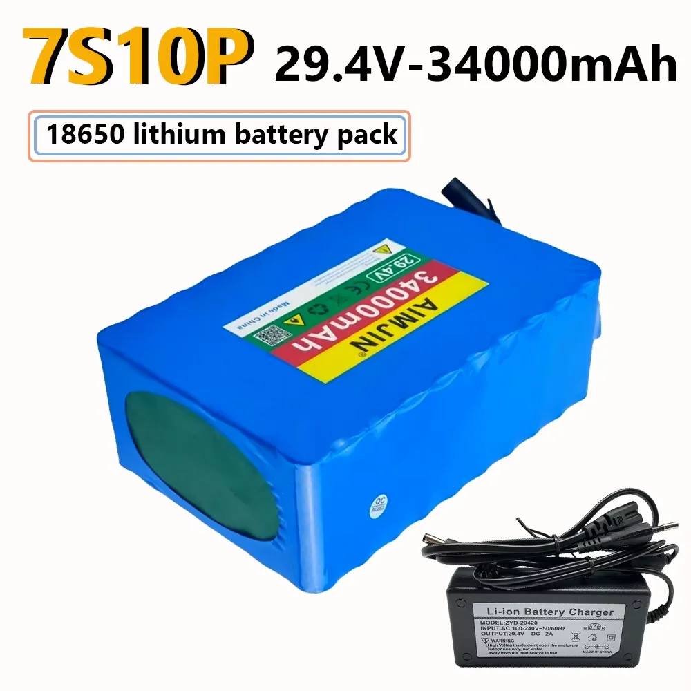 

29.4V 34AH 7S10P high-power 18650 lithium-ion battery 29.4V 34000mAh large capacity ultra long endurance lithium battery+charge