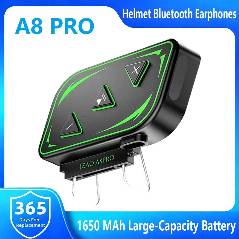 

A8 PRO Motorcycle Helmet Bluetooth Headset Wireless Handsfree 1650mAh Call Music Earphone Rider Moto Headphone IPX7 Waterproof