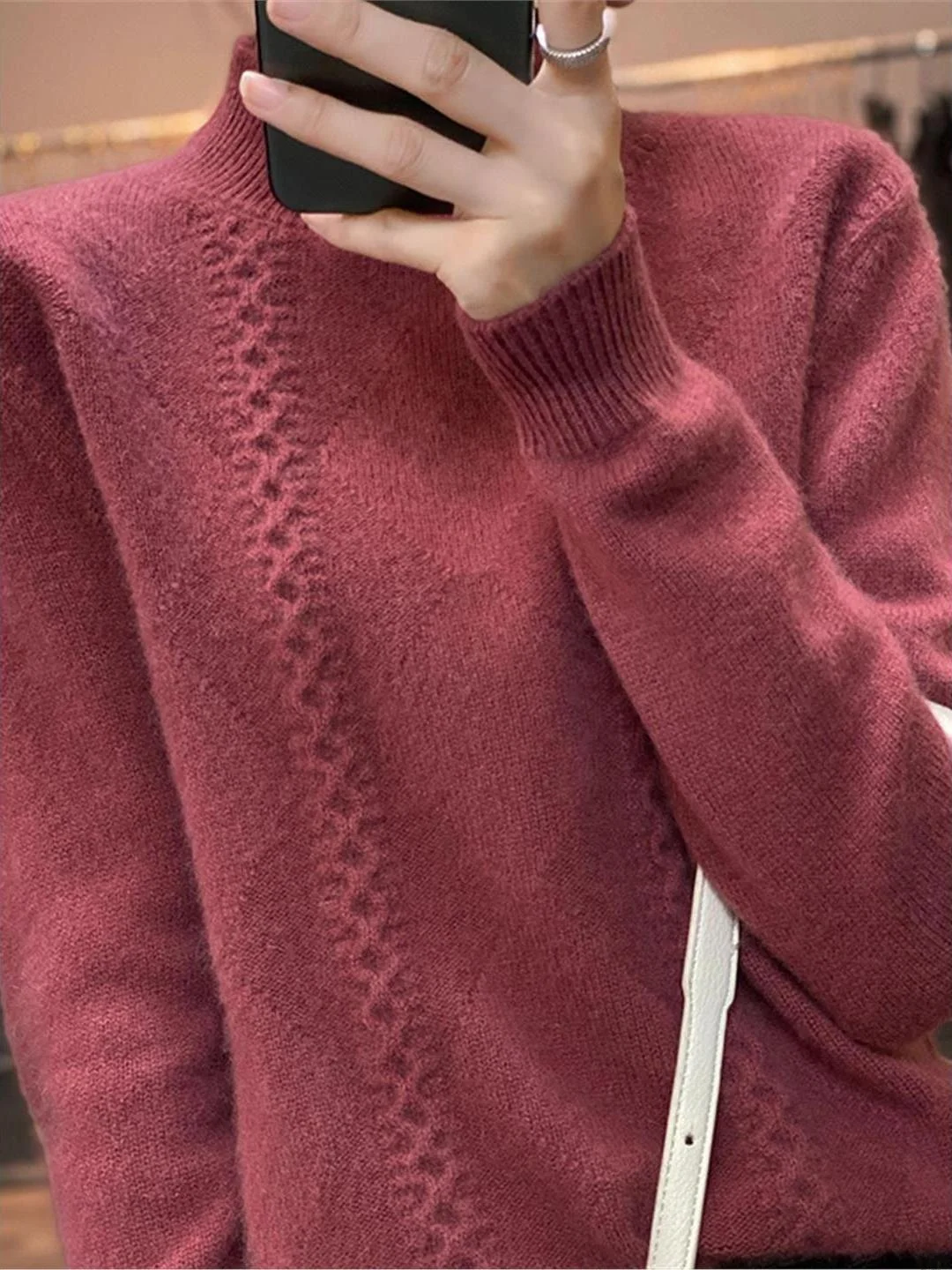 Losgebreide wollen trui voor dames met hoge kraag, herfst-wintermode, afslankend garen, lange mouwen, geschikt voor woon-werkverkeer