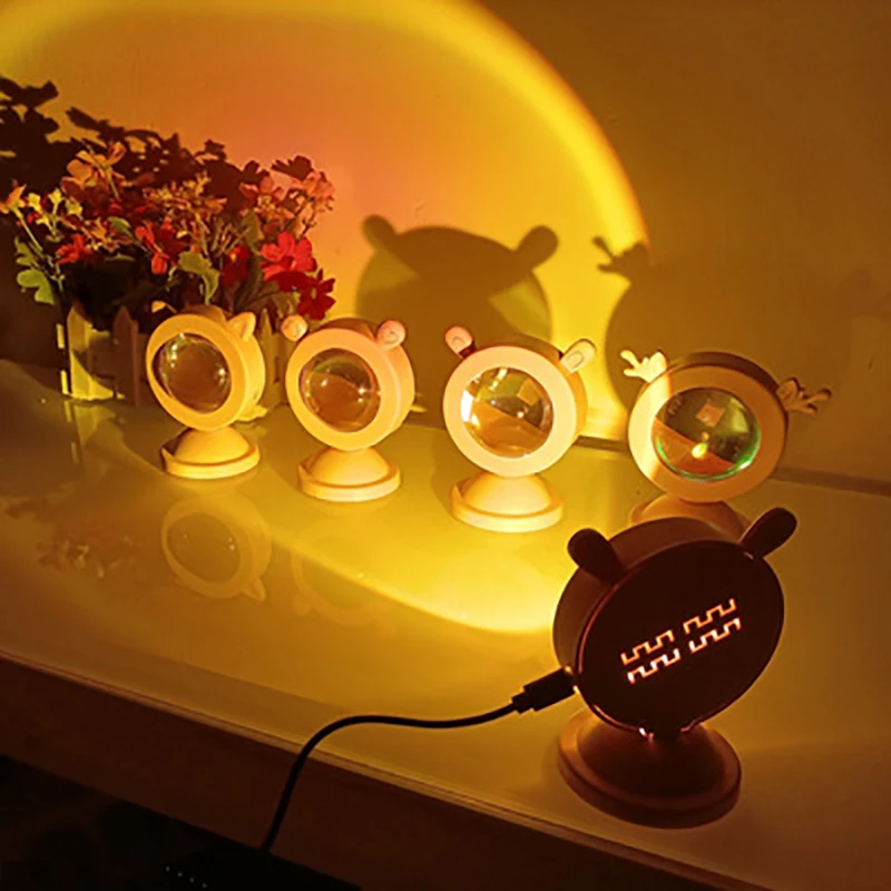 

USB Sunset Projection Lamp Rainbow Atmosphere Lighting Night Light LED Projector Neon Lights For Photography Wall Decoration