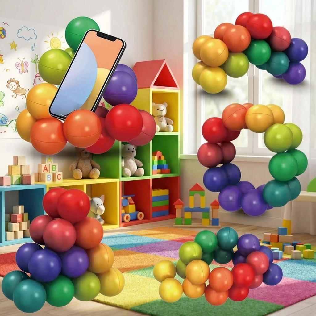 

DIY Sensory Fidget Toys 3D Rotating Stress Relief Educational Color Ball Anxiety Relief Desk Ornament Phone Holder Birthday