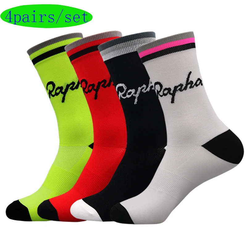 Calcetines de ciclismo transpirables para hombre y mujer, medias deportivas para correr, baloncesto, fútbol, senderismo y ciclismo profesional, 4