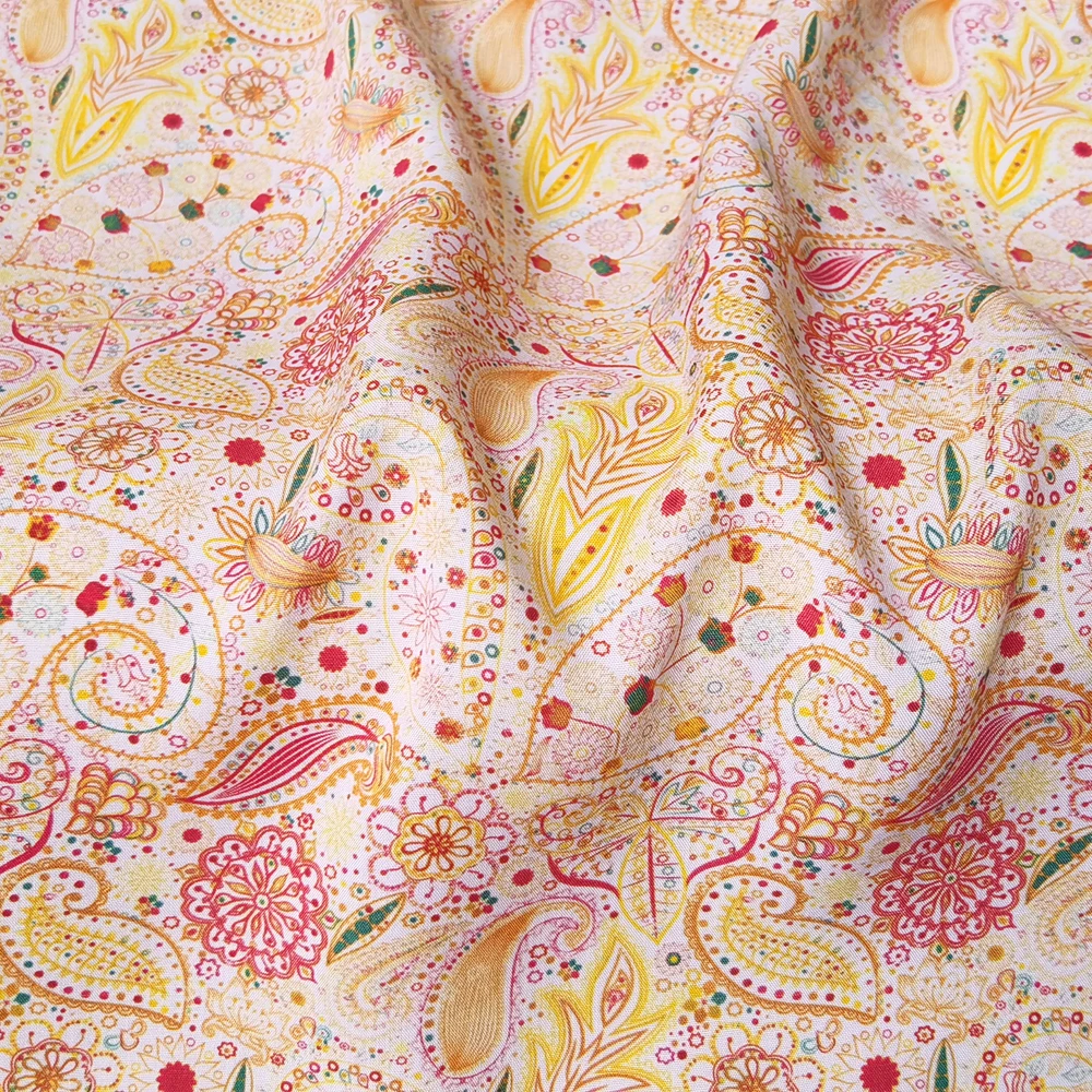 1 meter X 1.4 meter Retro Paisley Pattern Fabric Soft Viscose Poplin Material For Dress Robe