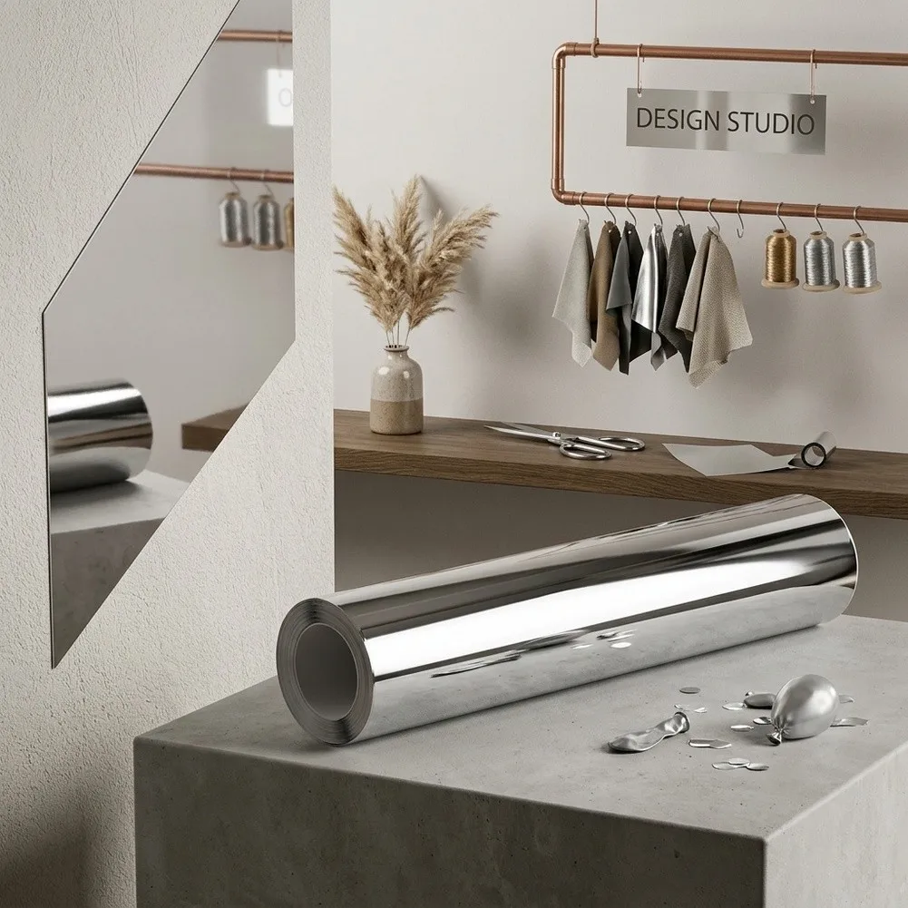 Silver Mirror Film PVC Sticker for Wall Cabinet Door Countertop Elevator For Home Interior Decoration 30x200cm