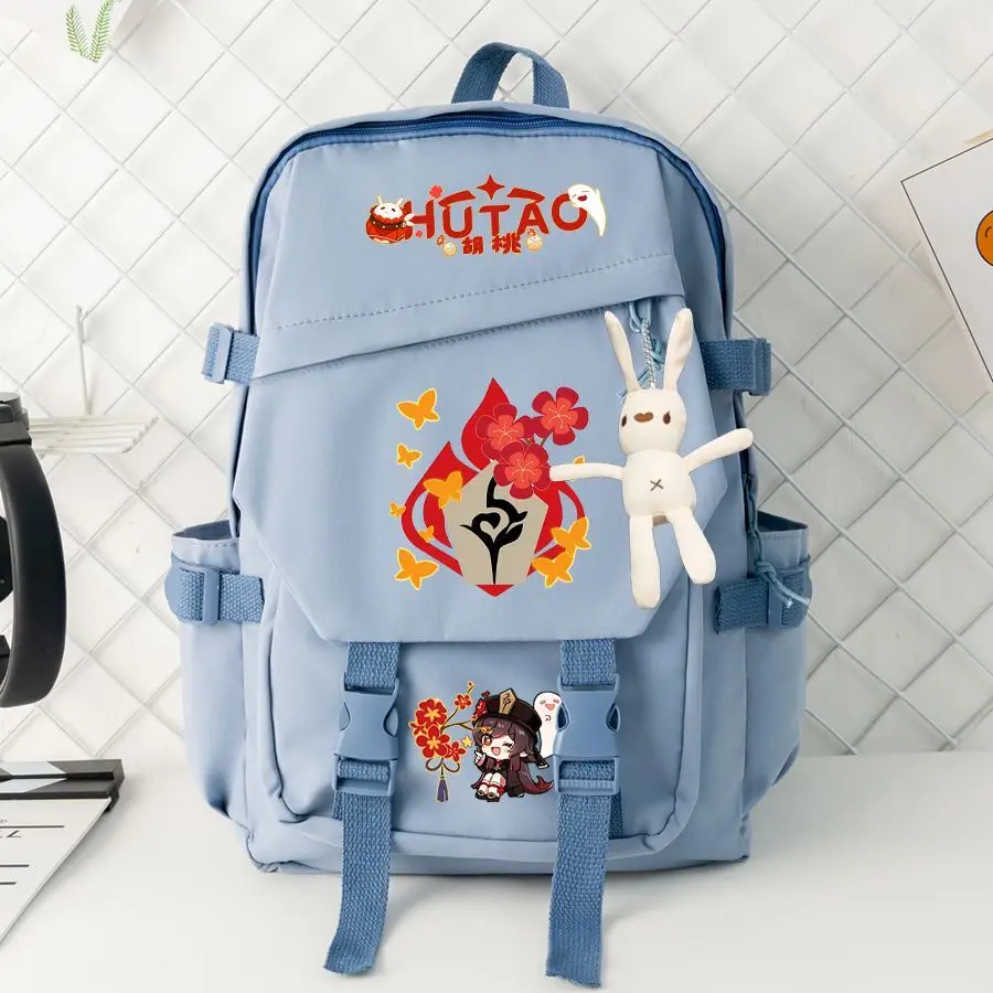 Hutao Genshin Impact Anime Merchandise For Girls Elementary And Middle School Students Lightweight Cute Cartoon Backpack Anime
