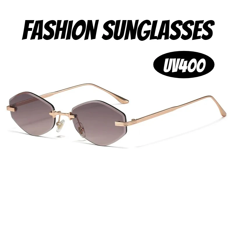 

Neutral-Style Frameless Polygonal Sunglasses UV-Protective Lenses Essential UV400 Sunglasses for Outdoor Travel and Vacations
