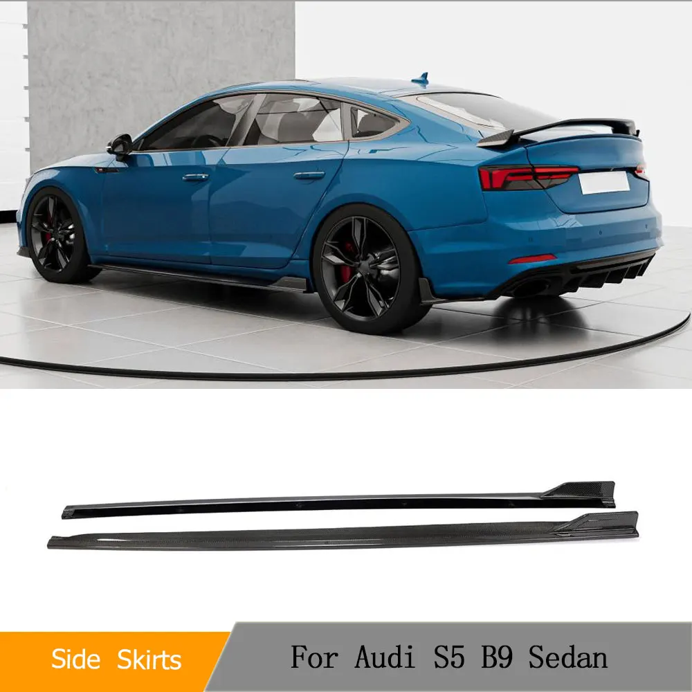 Carbon Fiber Side Body Skirts For Audi A5 Sline S5 B9 Sportback 2017-2019 Car Door Side Skirts Steps Extension Lips