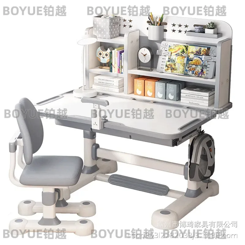 Adjustable Kids Study Desk and Chair Set Ergonomic Height Adjustable Writing Table for Students Graffiti Surface Homework