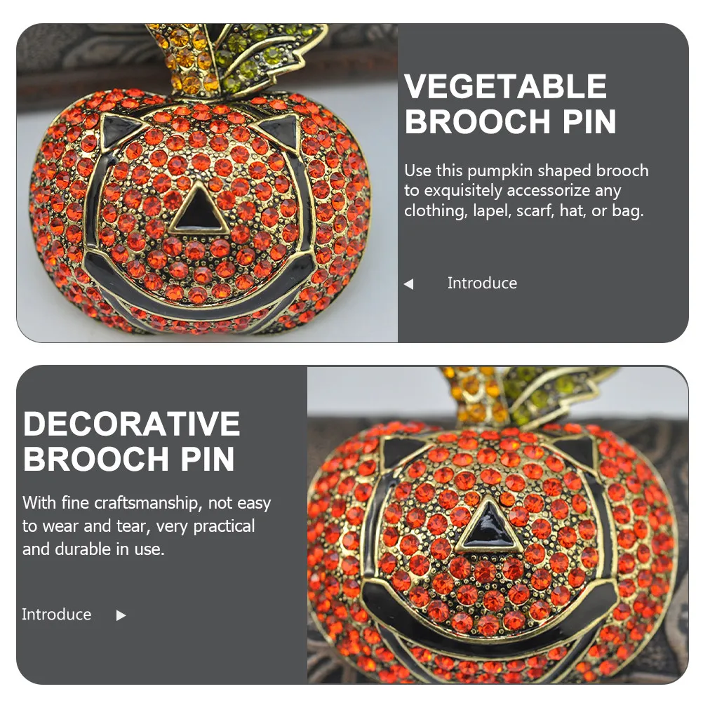 Pumpkin Brooch Pin – Funny Chic Vegetable Lapel Pin for Halloween, Sweater, Shawl & Clothing Accessory