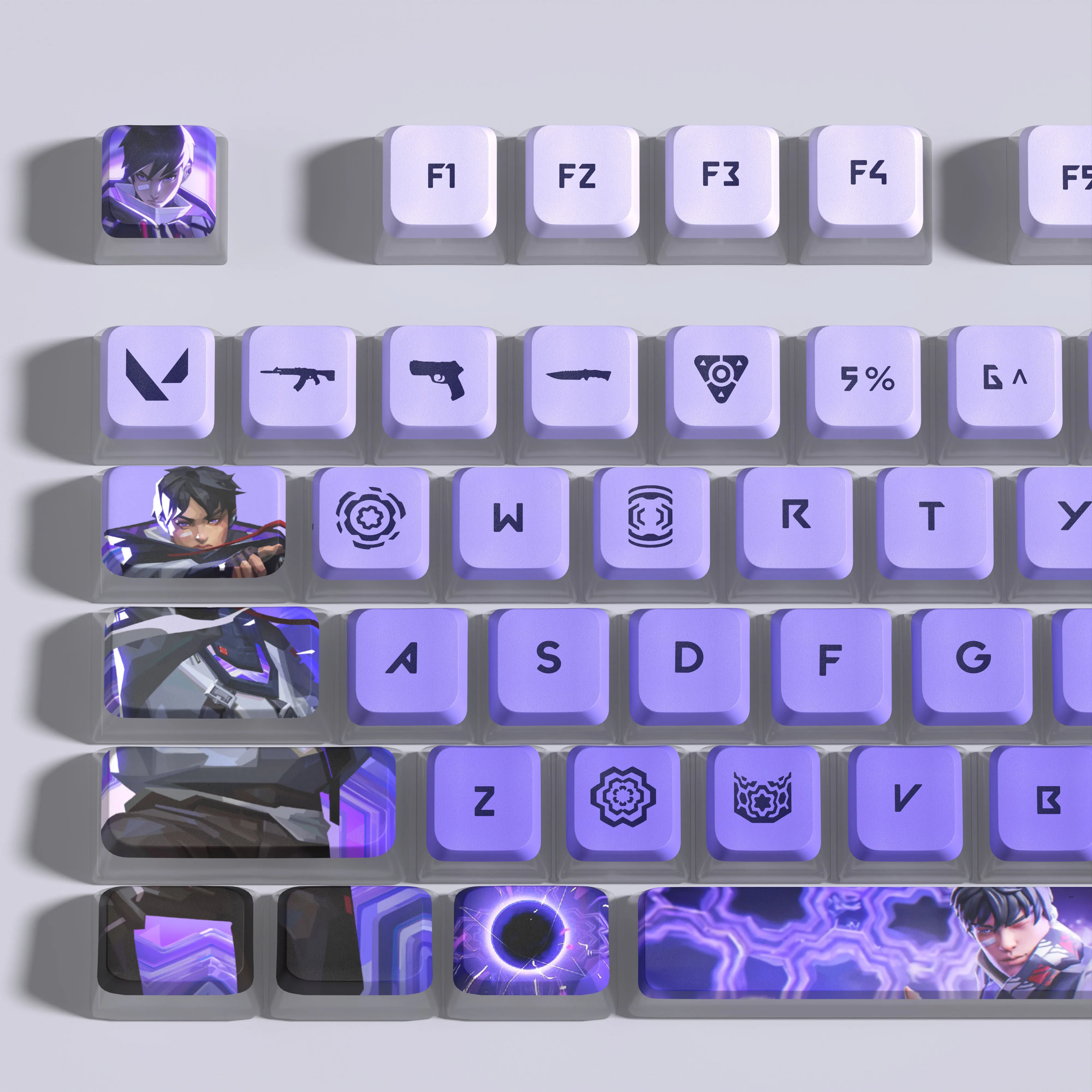 ISO keycaps VALORANT keycaps 119 keys full set ASA Profile  PBT dye sub keycaps Pdding keycaps Light Translucent support