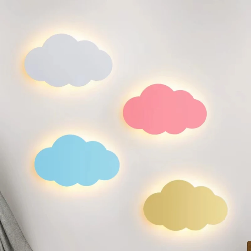 

Cartoon Princess Room White Cloud Wall Lamp Modern Kindergarten Baby Room Wall Decoration Lamps Creative Designer Read Lights