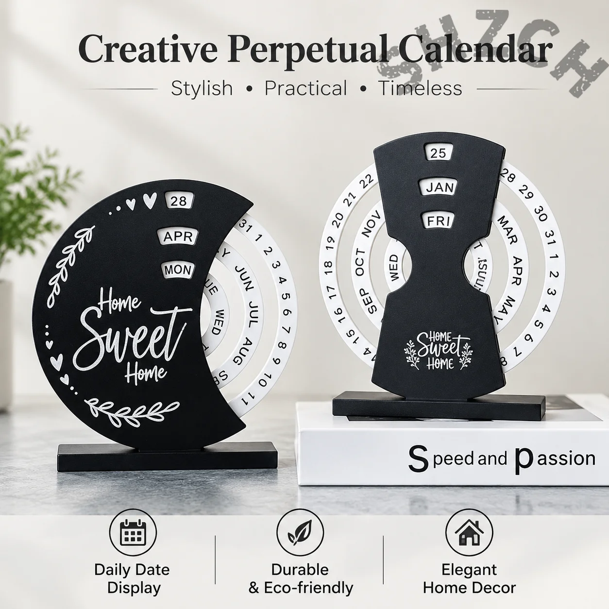 Ferris Wheel Manual Rotating Desk Calendar Desktop Ornament Moon Calendar Home Decoration Office Advanced Design Ornam