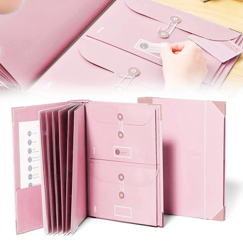 File Folders With Labels,Cute Paper Organizer With Zipper Pouch, Portable Documents Organizer For Home Office