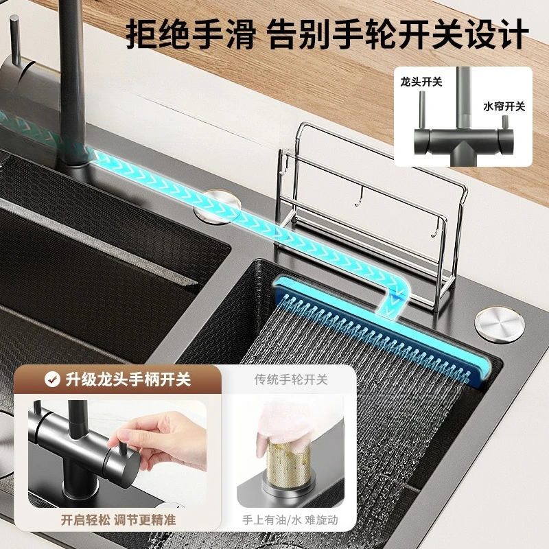 Double sink  kitchen dishwashing sink stainless steel basin large single slot vegetable basin household dishwashing sink
