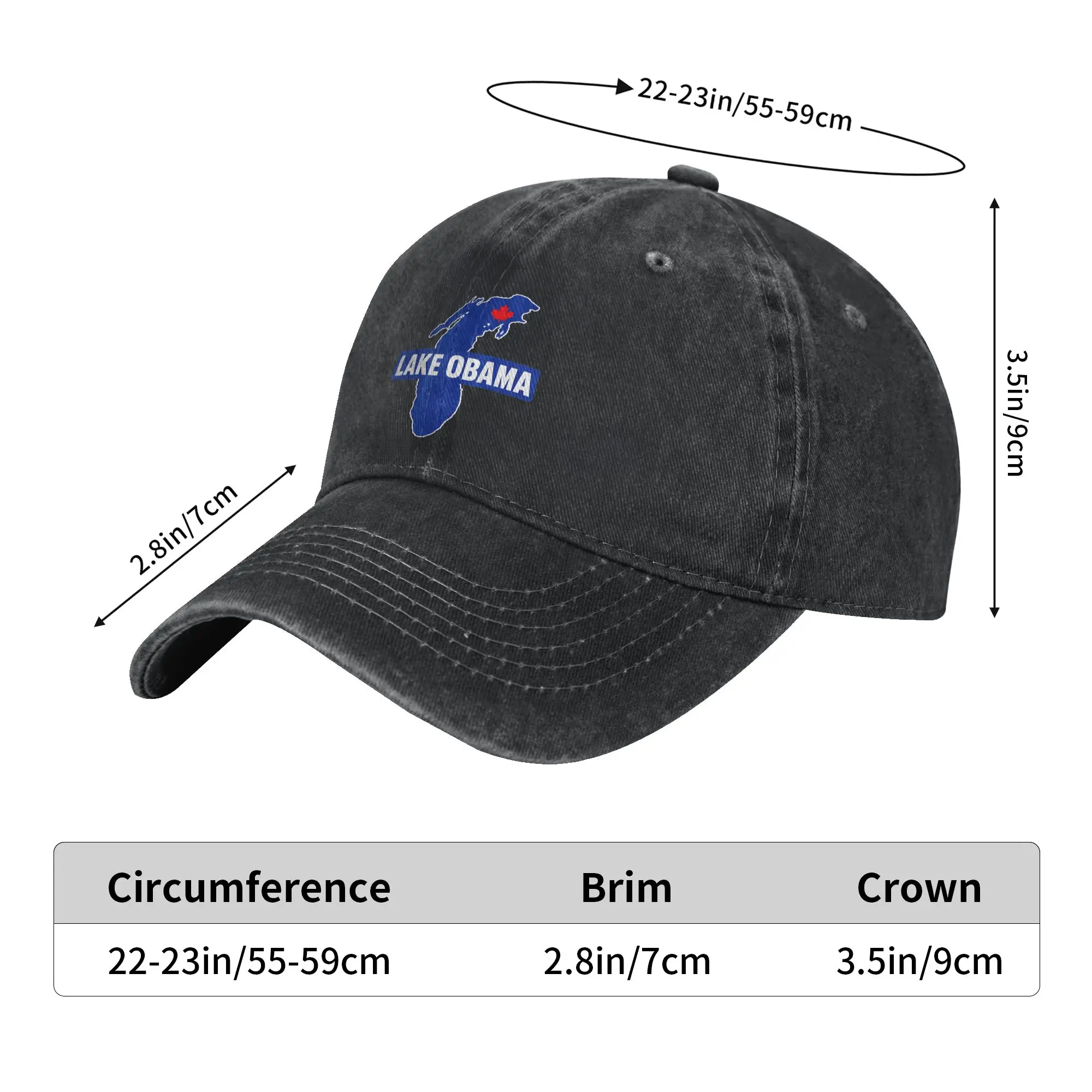 Lake Obama Canada Maple Leaf Funny Geography Lake Humor Casual Baseball Cap Summer Trucker Hat Hippie Snapback Cap Baseball Caps