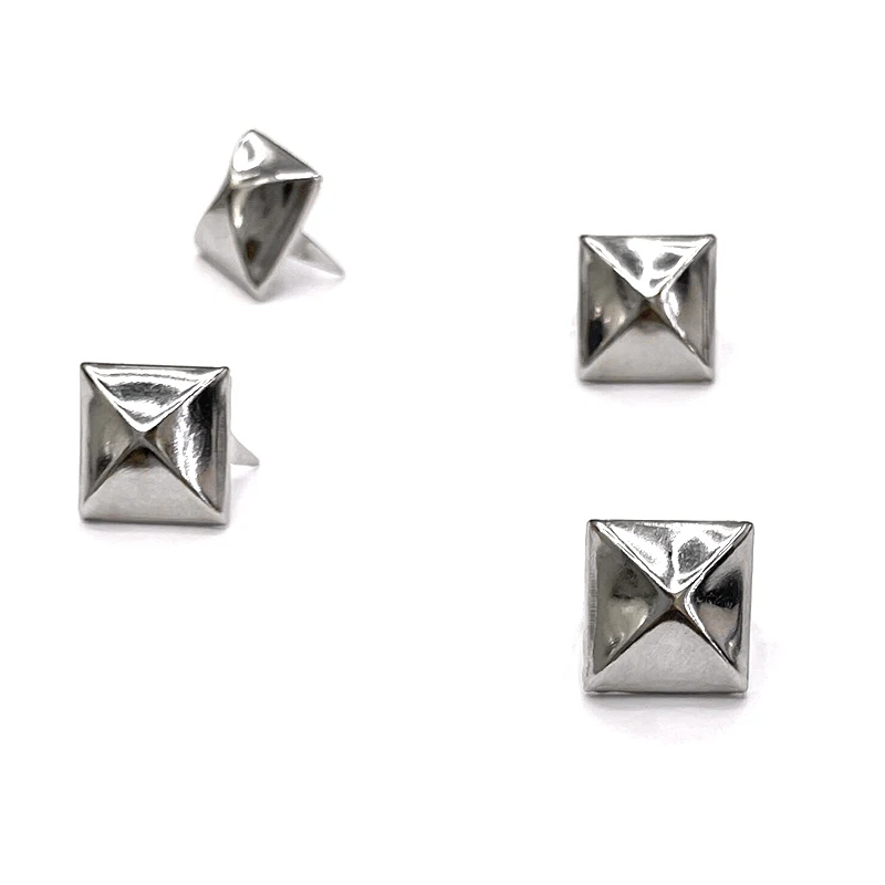 12 mm Silver Square Iron Buckle Decorative Leather Rivet For Clothes Bags Shoes Metal Conical Buttons Gothic Punk Nail