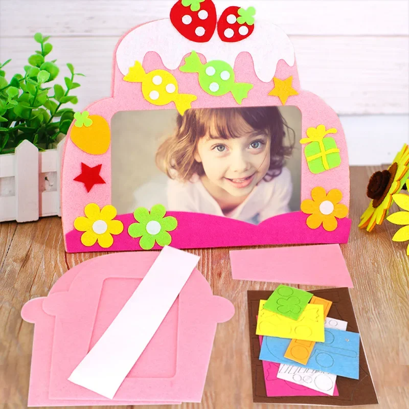 DIY Photo Frame 3D Non-woven Picture Frame Children Stickers Handmade Cartoon Animal Material Package Craft Art For Girls Boys