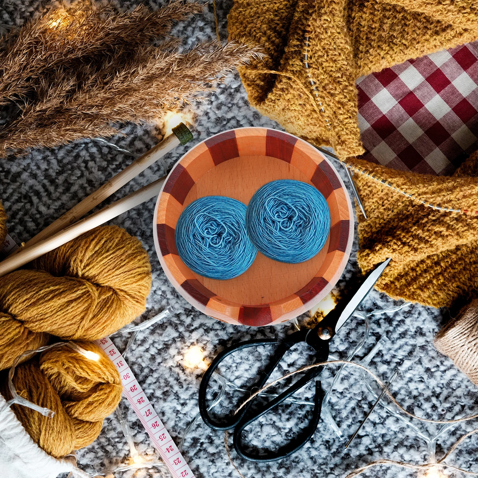 

Wooden Yarn Bowl Round Smooth Storage Container For Knitting Crochet Wool Yarn Holder Desktop Organizer Handicraft Sewing Tool
