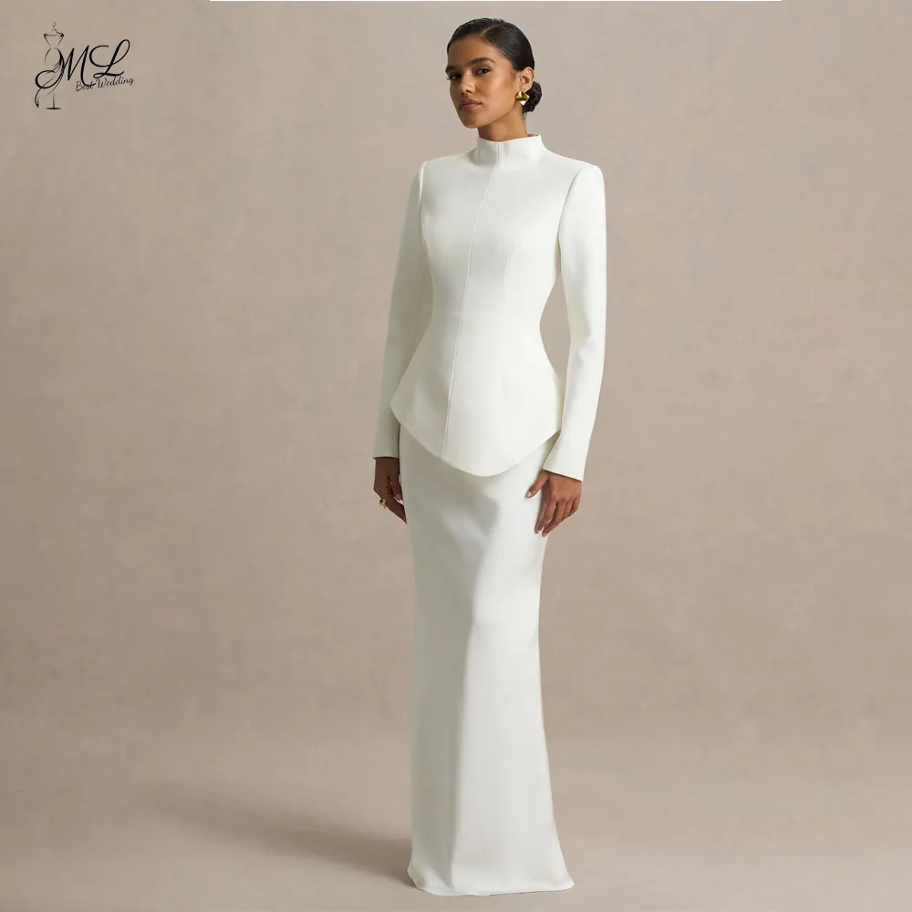 ML Advanced Fashion Halter Dresses Formal Event Long Sleeves Matte Satin Floor-Length Long Dinner Party Dresses 2026