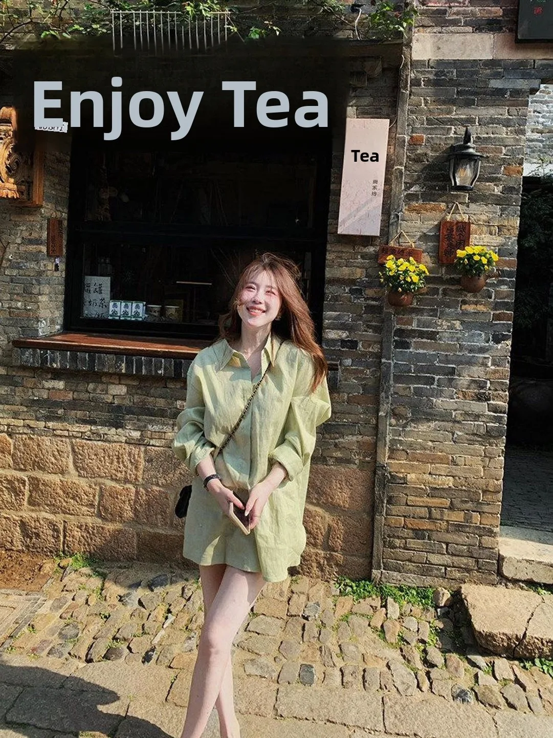

Fashionable Green Long Sleeve Women's Sun Protection Shirt Casual Summer 2026 New Arrival Set with Versatile Short Pants