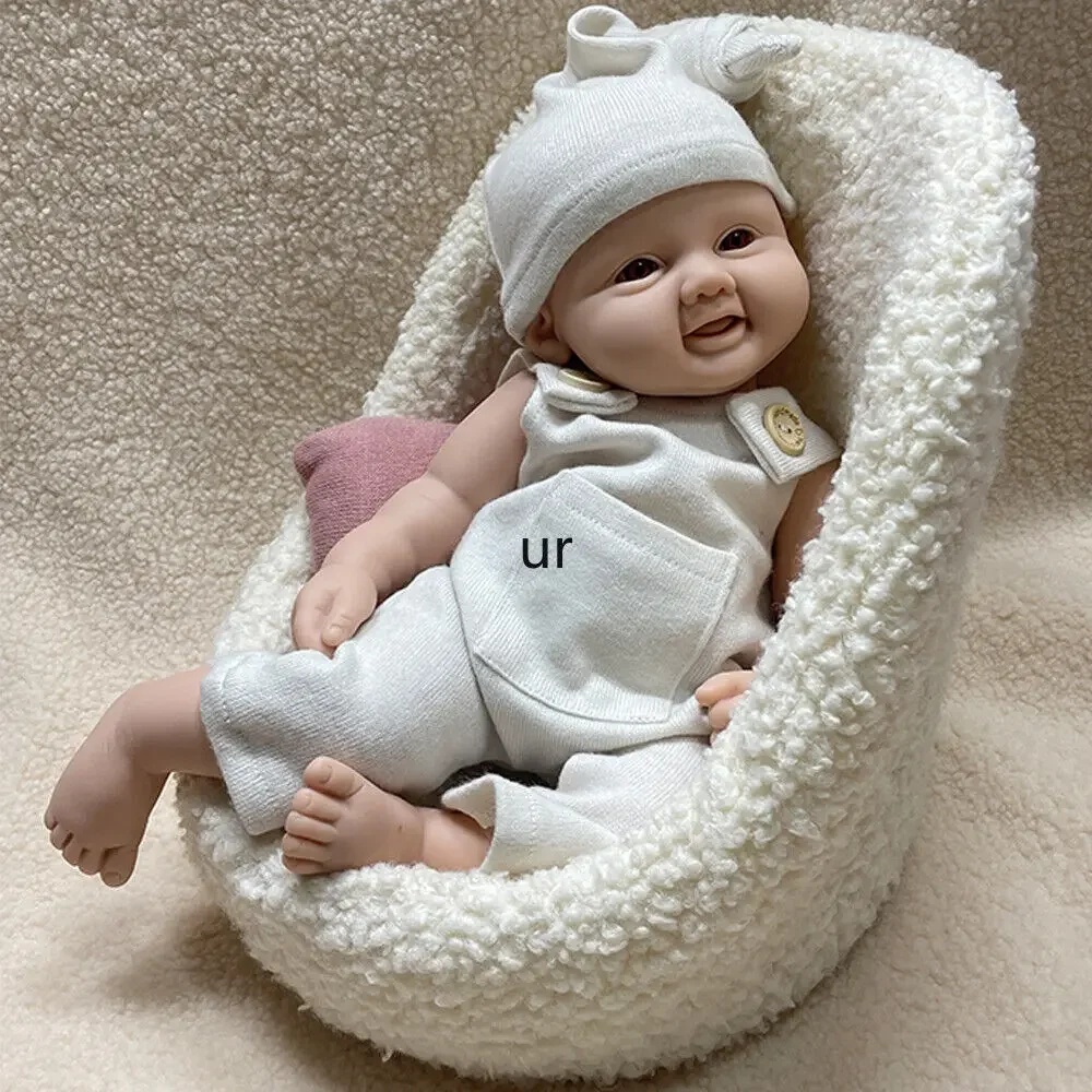 

16'' Full Silicone Reborn Baby Unpainted Floppy Newborn Girl Smiley Rebirth Doll Realistic Silicone Baby Best Christmas Gift