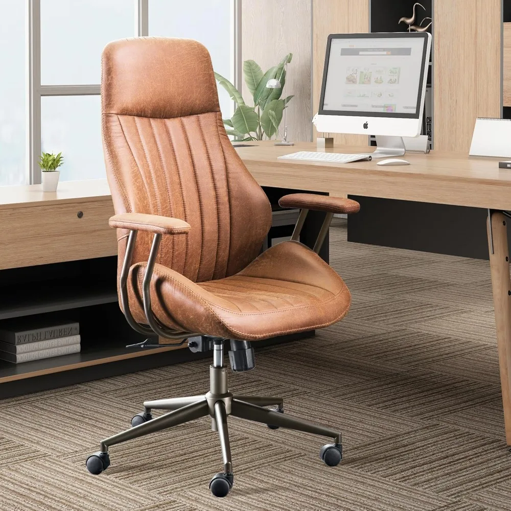 

High Back Home Office Chair,Mid Century Modren Ergonomic Executive Chair,Lumbar Support Swivel Task Chair with Wheels