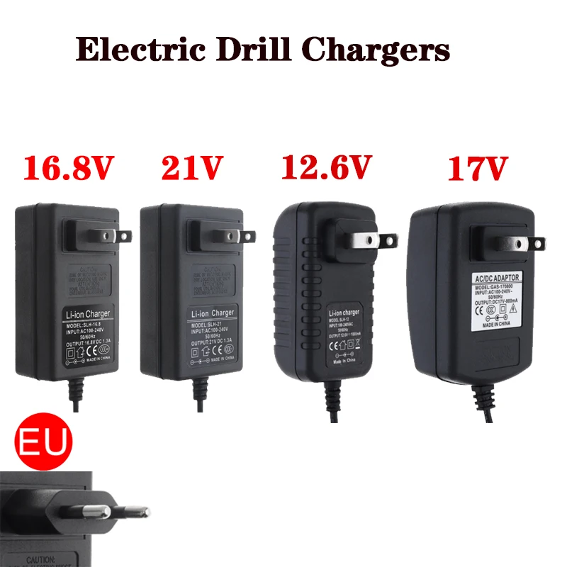 Universal dc Power Adapter Charger Carregador de Energia para Bateria de Lítio Furadeira Elétrica Chave de Fenda Carregamento 12.6 v 16.8 v 17 v 21 v 25v