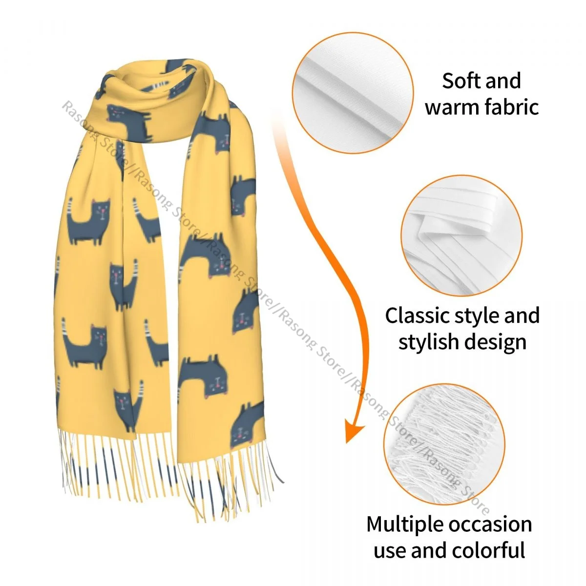 لطيف الكرتون القطط الشتاء وشاح شالات التفاف النساء الرجال الدافئة Bufanda شرابة الأوشحة