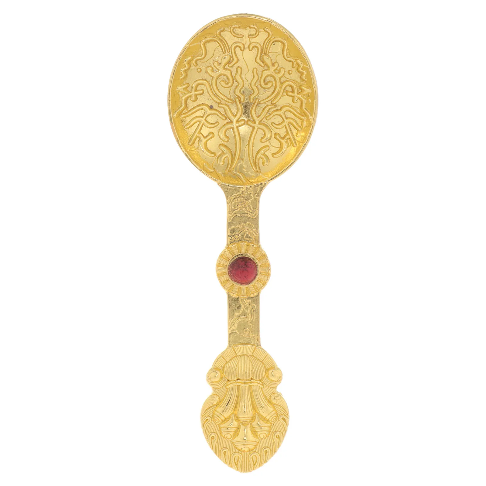 

Tibetan Camping Spoon Gold Flower Design Durable Multi Functional Outdoor Kitchen Vintage Coffee Dessert Spoon