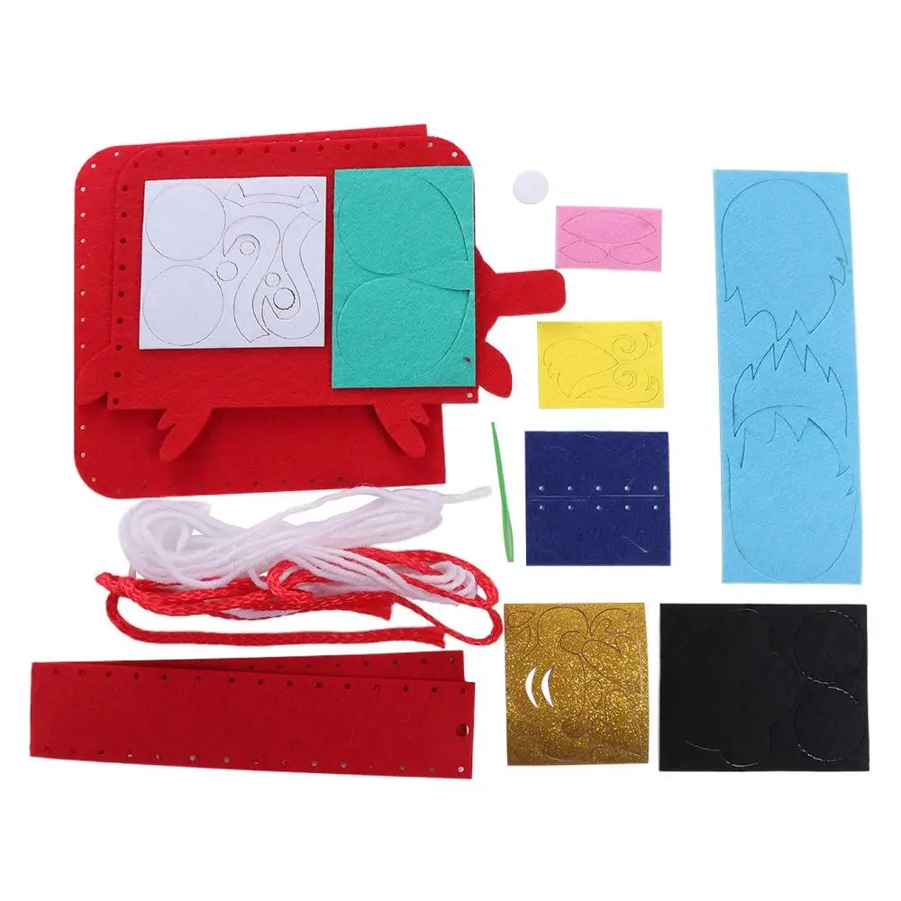 부직포 DIY 사자춤 가방 집 장식 중국 스타일 DIY 용 가방 춤추는 사자 룽 뉴이어 휴대용 핸드백