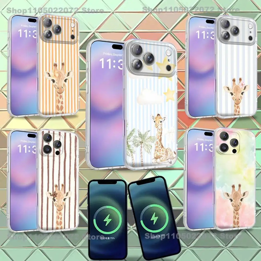 

Striped Background Giraffe Phone Case For iPhone 16,14,17,13,15,12,Air,Plus,Pro,Max,E,Mini Frosted for MagSafe Magnetic Wireless