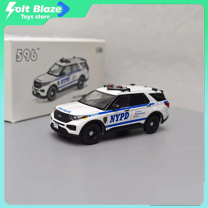 596-1-64-フォード-エクスプローラー-インターセプター-パトカー-ニューヨーク市警察局-ダイキャストカーモデル-シミュレーションコレクションカー-ギフト