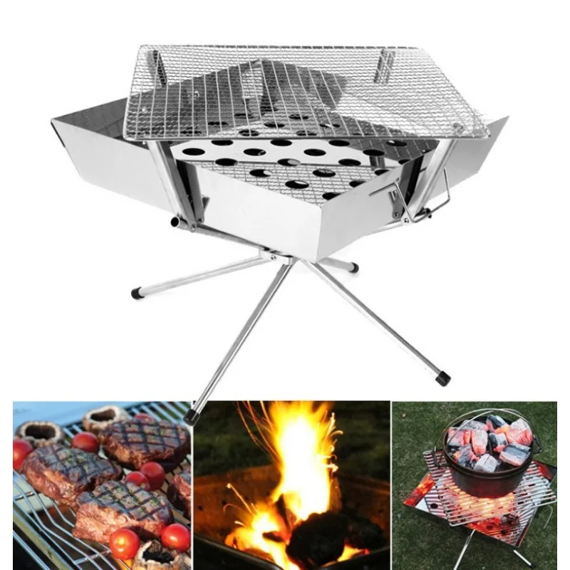 

Survive Outdoors Longer Flatpack Packable Fire Pit Outdoor Fire Folding Burn Barrel Steel Burn Cage Suitable for Home Camping