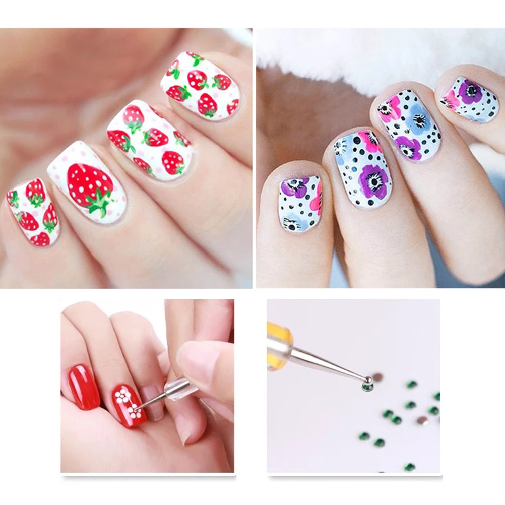 

5 pcs Nail Art Pen Double Head Rhinestone Tool For Women Durable Handle Lightweight Supplies Home Use Starter Lover Gift
